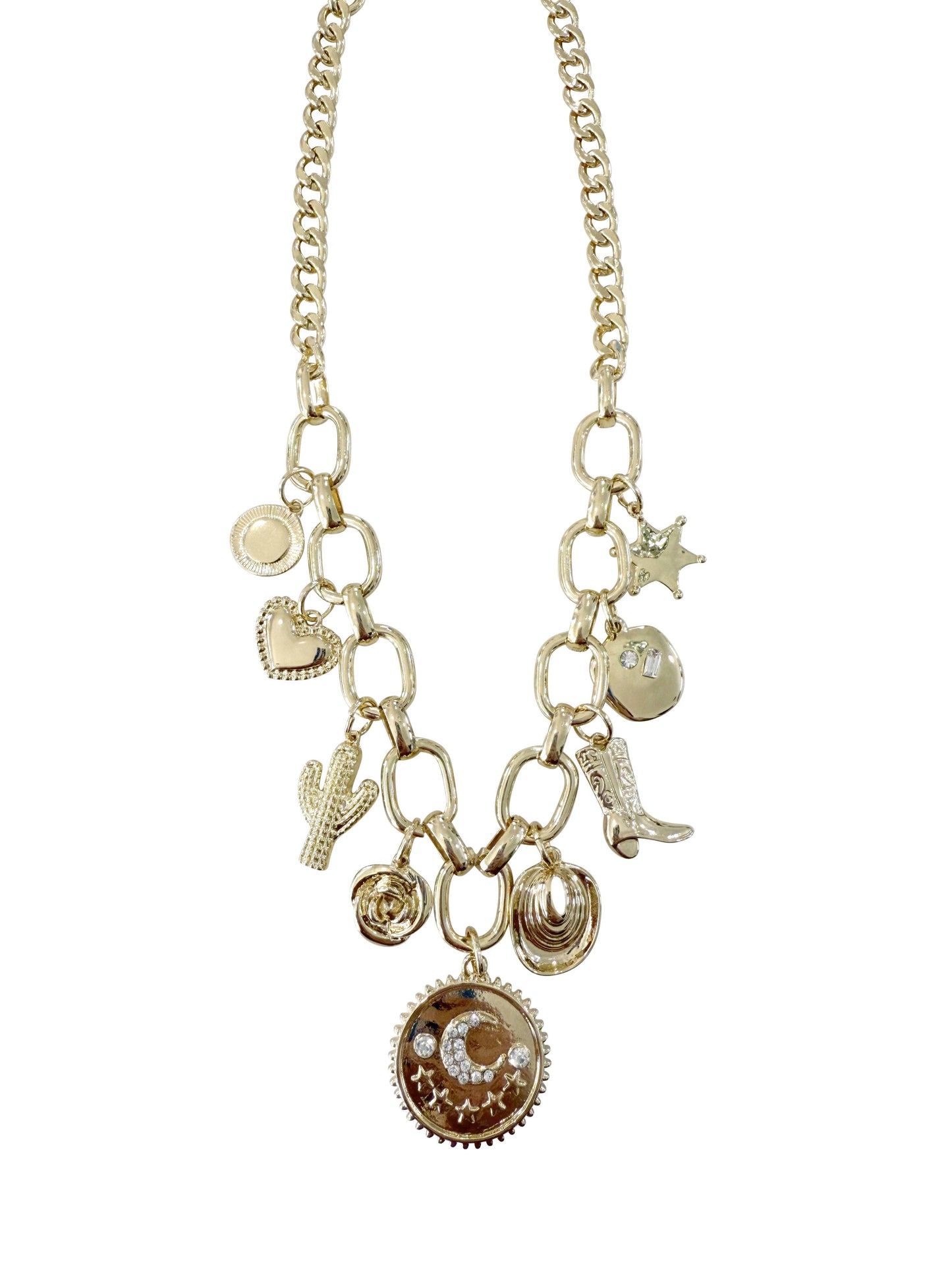 Giddy Up Gold Multi Charm Necklace