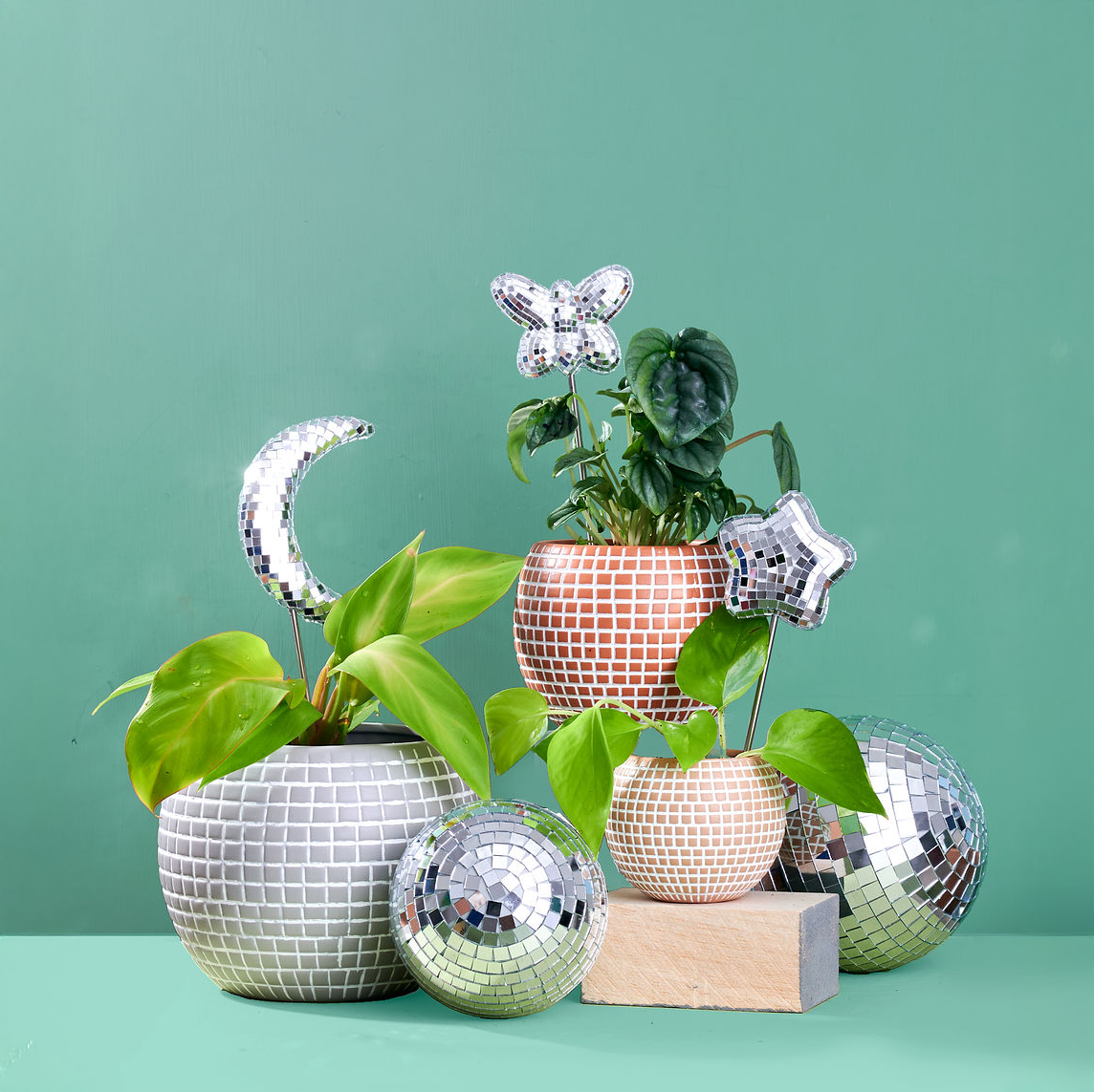 Medium Disco Ball Ceramic Planter - Terracotta