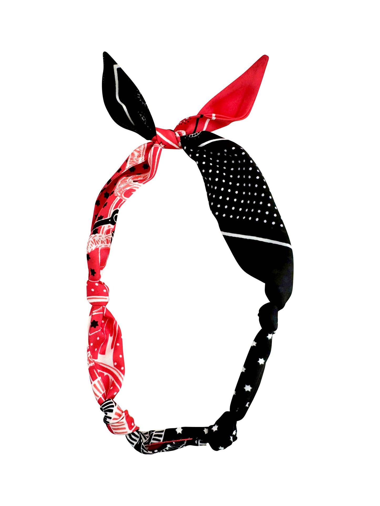 Knotted Carley Red and Black Bandana Scarf Necklace