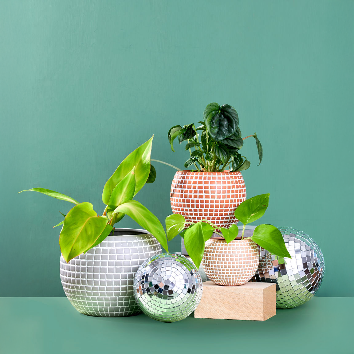Medium Disco Ball Ceramic Planter - Terracotta