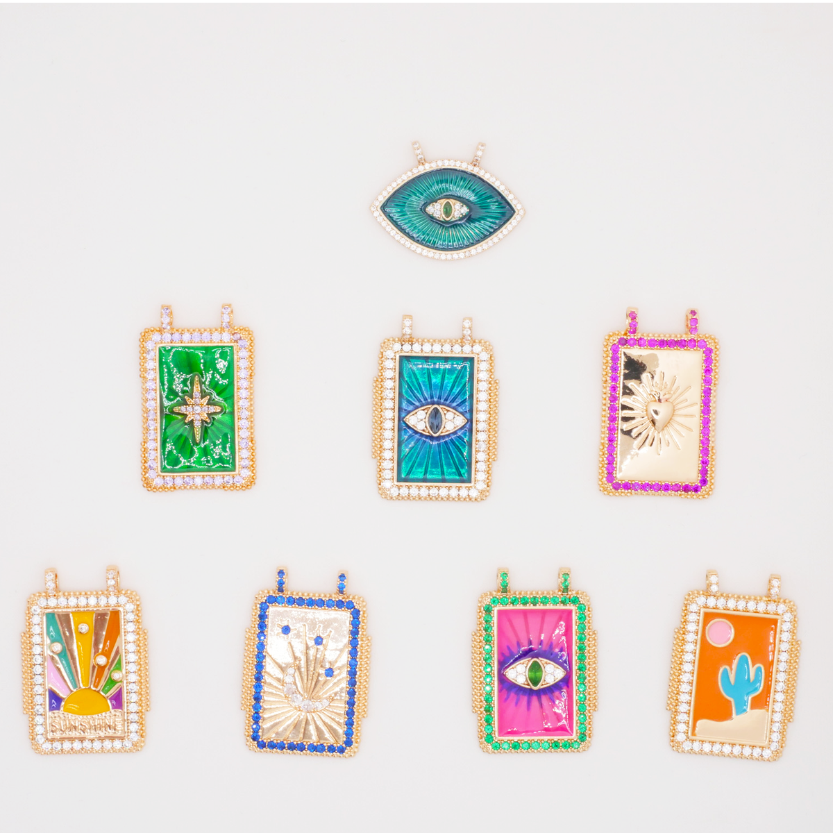 Blue Evil Eye Rectangle Charm (Large)