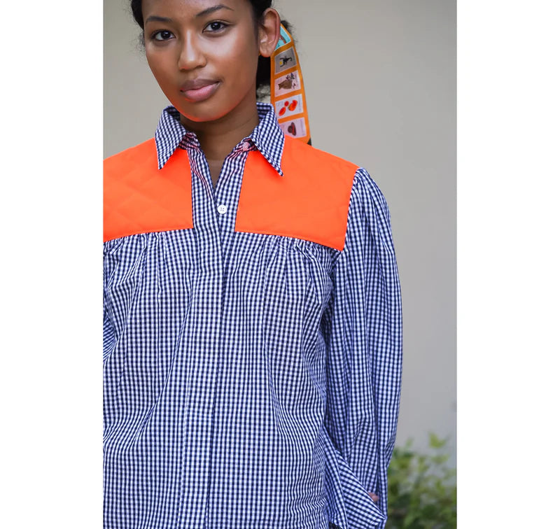 Gigi Blouse Navy Gingham