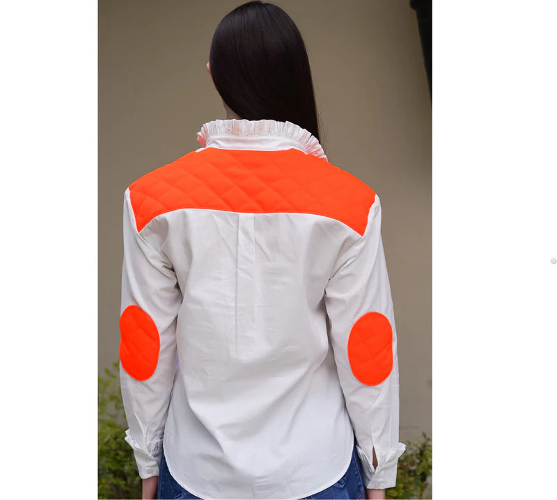 Livy Blouse White/Fluorescent Orange