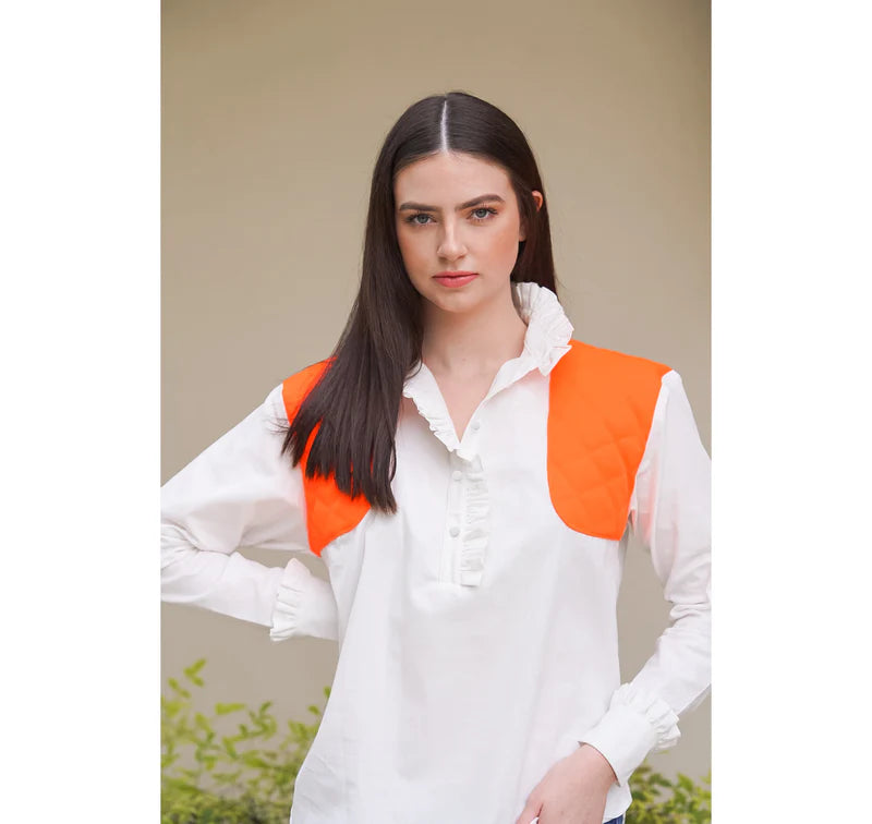 Livy Blouse White/Fluorescent Orange