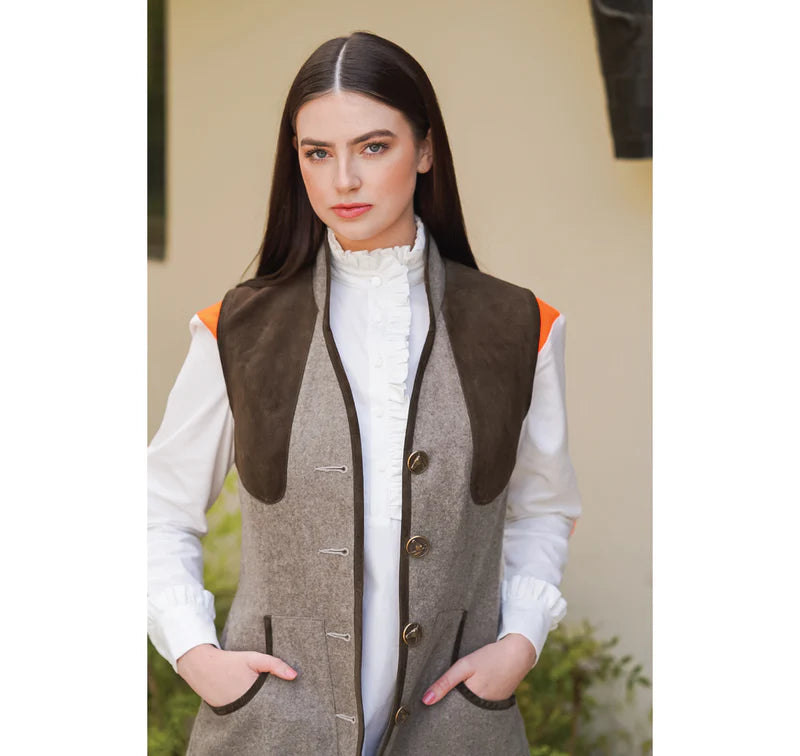 Livy Blouse White/Fluorescent Orange