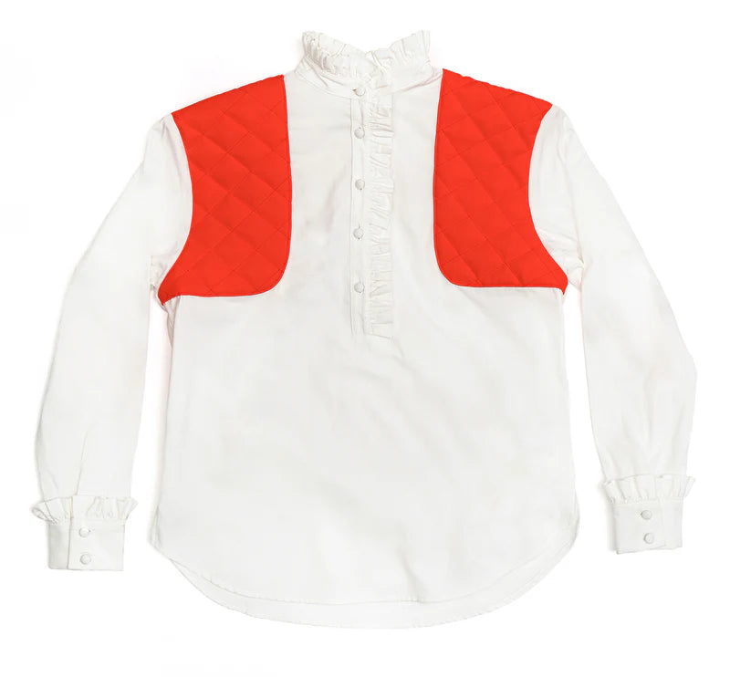 Livy Blouse White/Fluorescent Orange