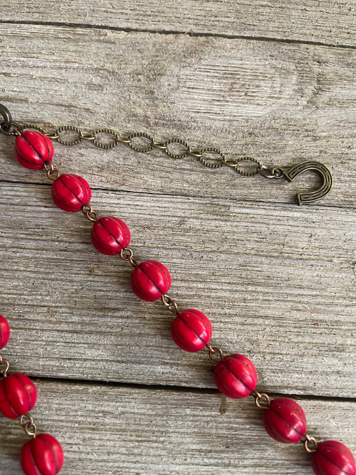 Pony Horse Club Necklace on Red Beads