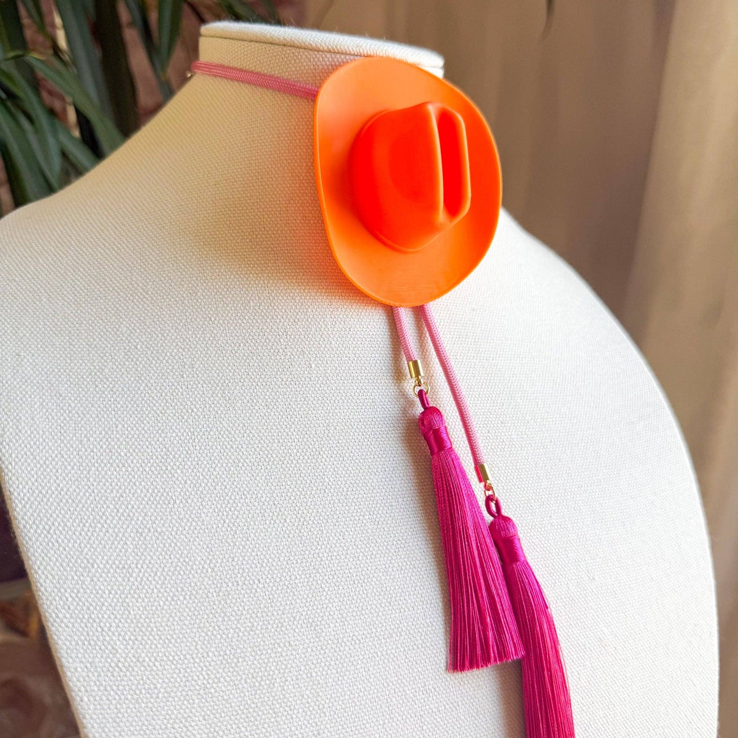 Cowboy Hat Bolo Burnt Orange with Bubblegum Pink & Fuchsia
