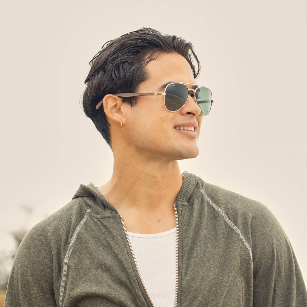 BP10364 - Mav - Gold / Walnut Wood / Grey Green Polarized