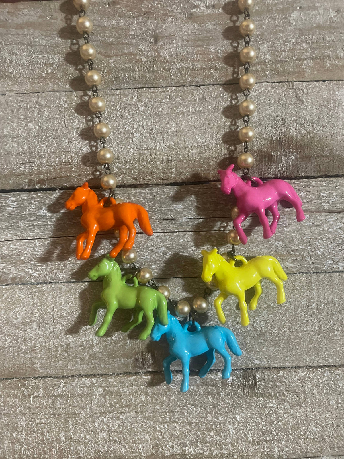 Pony Horse Club Necklace on Pearls
