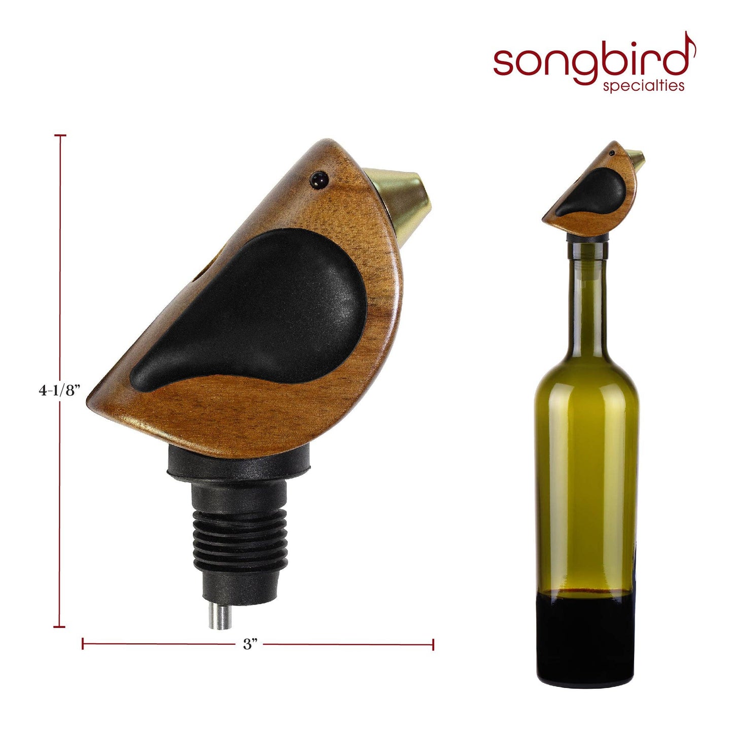 Songbird Specialties® "Singing" Wine Bottle Pourer, Black
