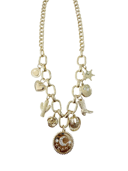 Giddy Up Gold Multi Charm Necklace