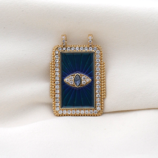 Blue Evil Eye Rectangle Charm (Large)