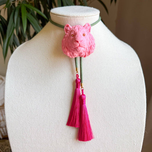 Tiger Bolo Bubblegum Pink with Olive & Fuchsia