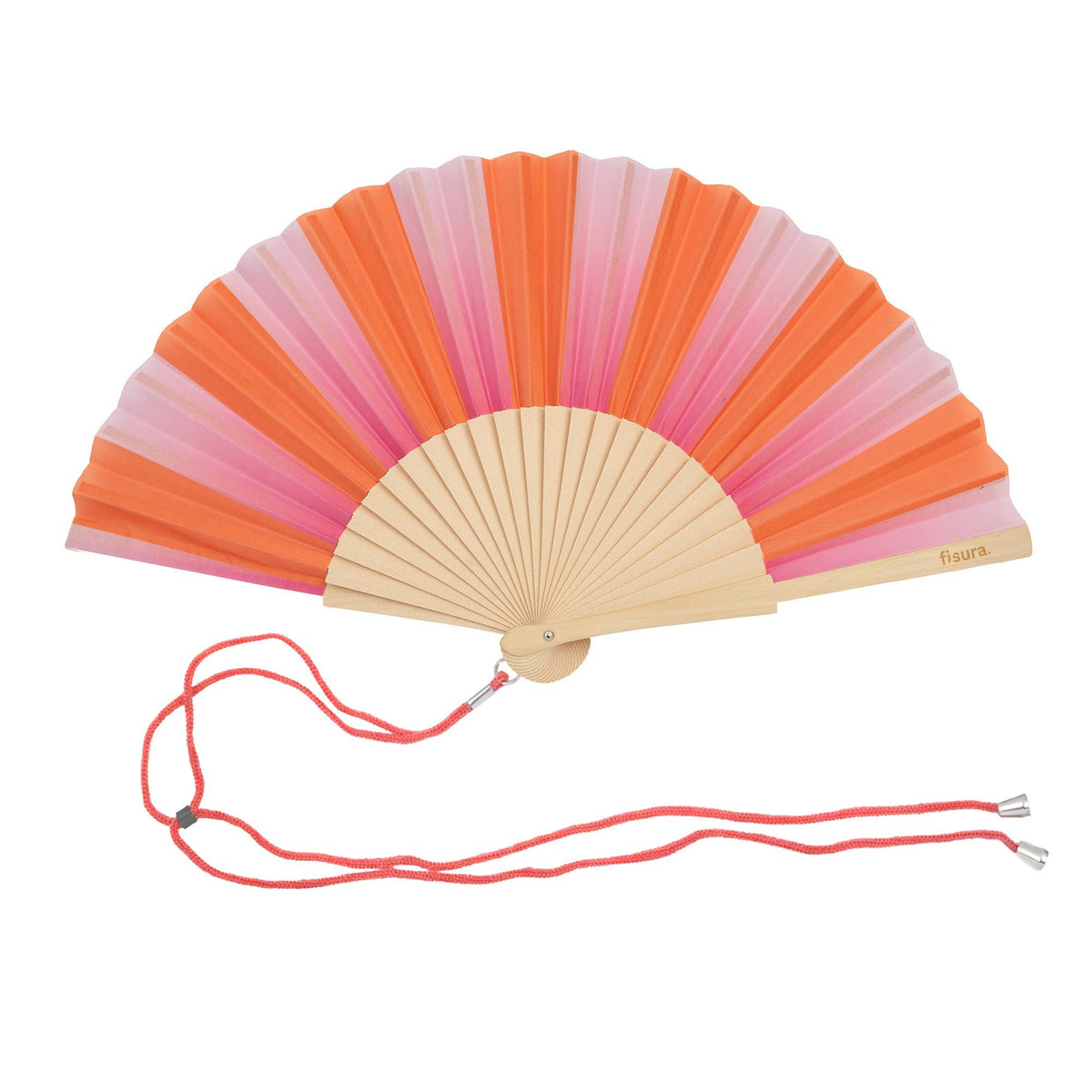 Hand fan pink and orange stripes