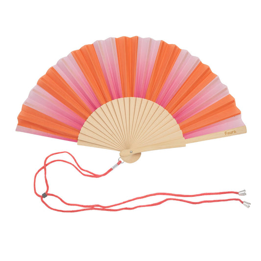 Hand fan pink and orange stripes
