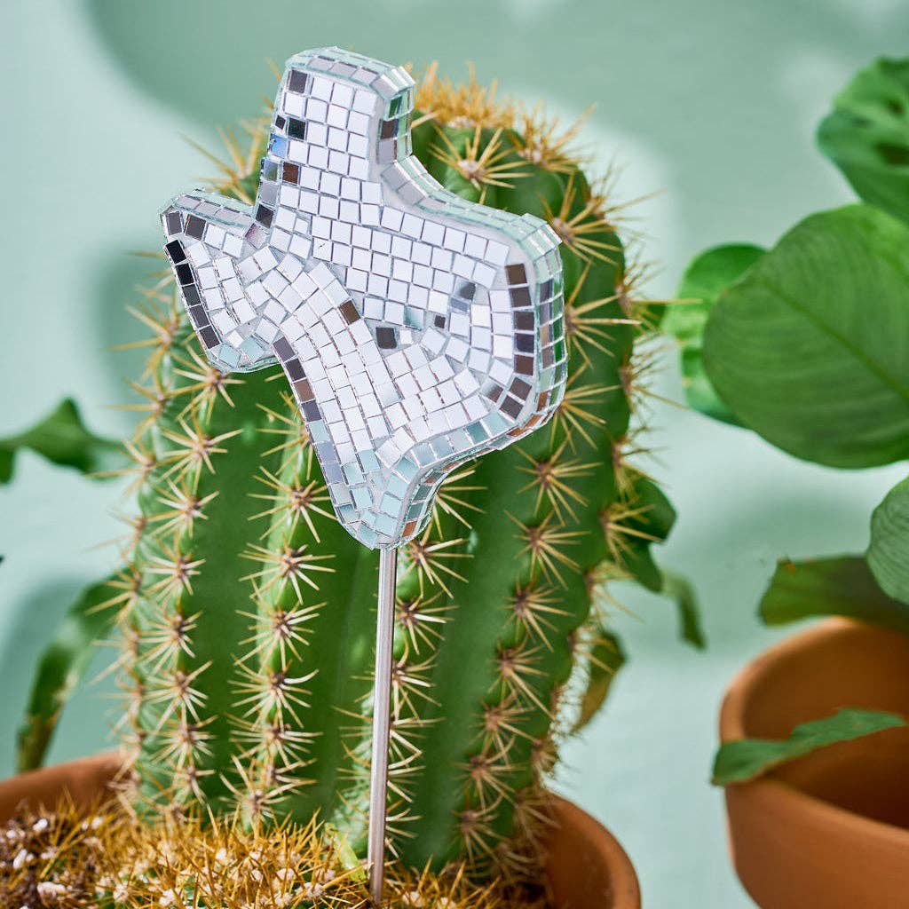 Disco Texas - Mirror Disco Ball Plant Stake