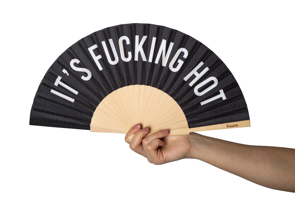 Black hand fan "Fucking hot"