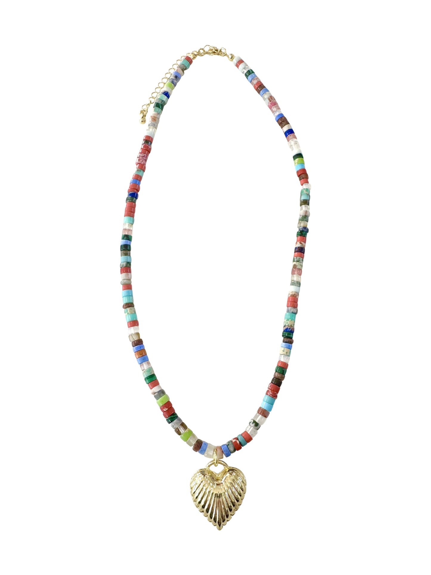 Dina Beaded Heart Charm Necklace