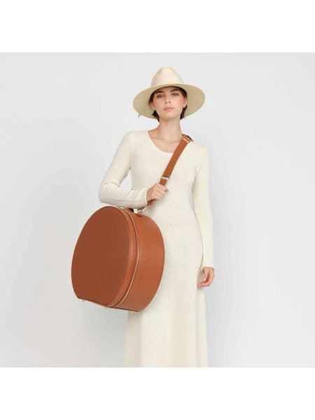 Cinnamon Leather Hat Box