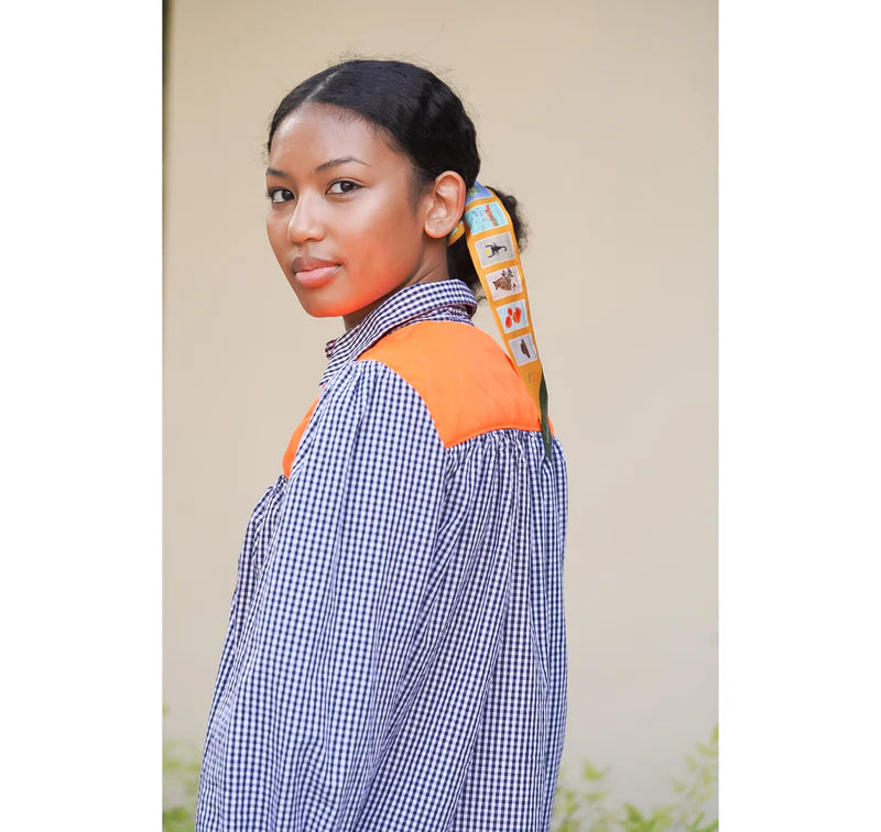 Gigi Blouse Navy Gingham