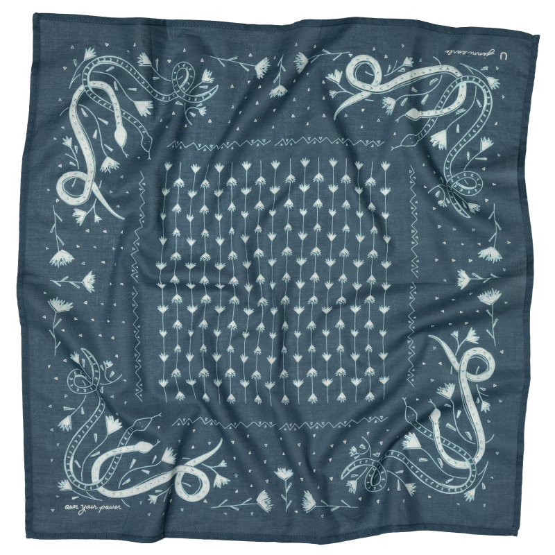 Cotton Voile Bandana - “Own Your Power” - midnight - Scarf