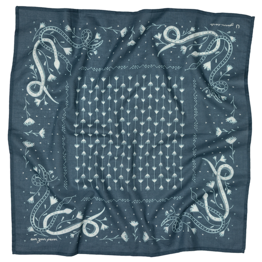Cotton Voile Bandana - “Own Your Power” - midnight - Scarf