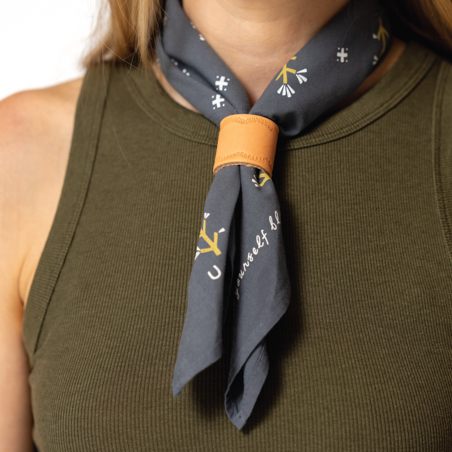 Leather Bandana Slide - Arched - Scarf Ring
