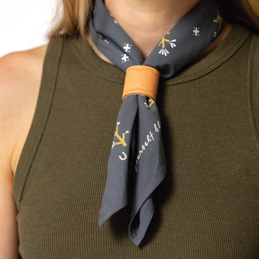 Leather Bandana Slide - Arched - Scarf Ring