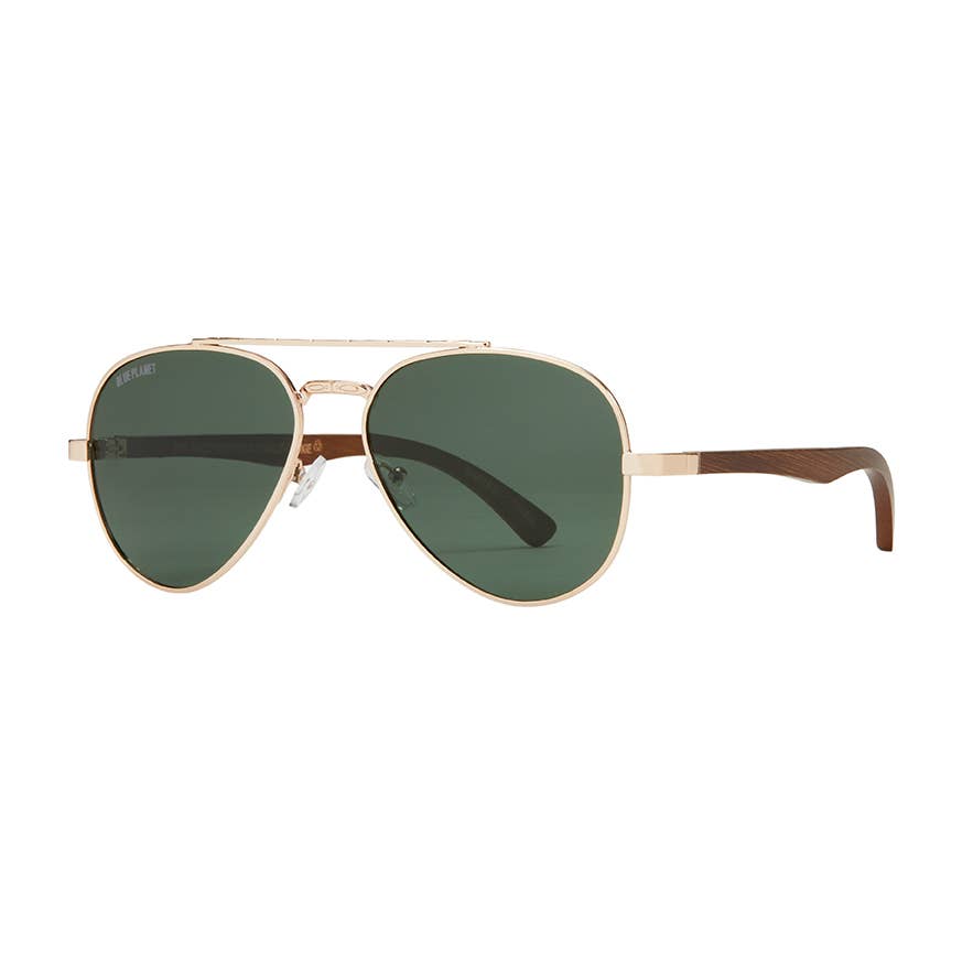 BP10364 - Mav - Gold / Walnut Wood / Grey Green Polarized