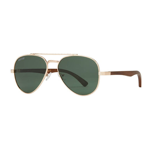 BP10364 - Mav - Gold / Walnut Wood / Grey Green Polarized