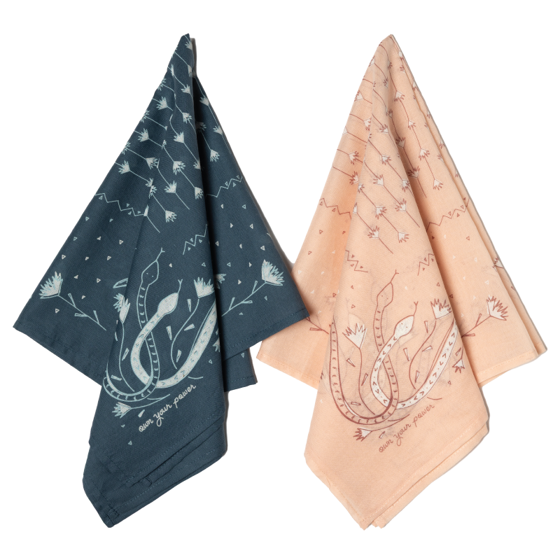 Cotton Voile Bandana - “Own Your Power” - midnight - Scarf