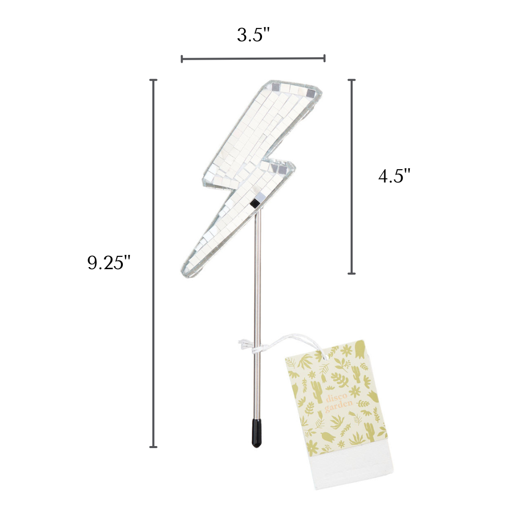 Disco Lightning Bolt - Mirror Disco Ball Plant Stake