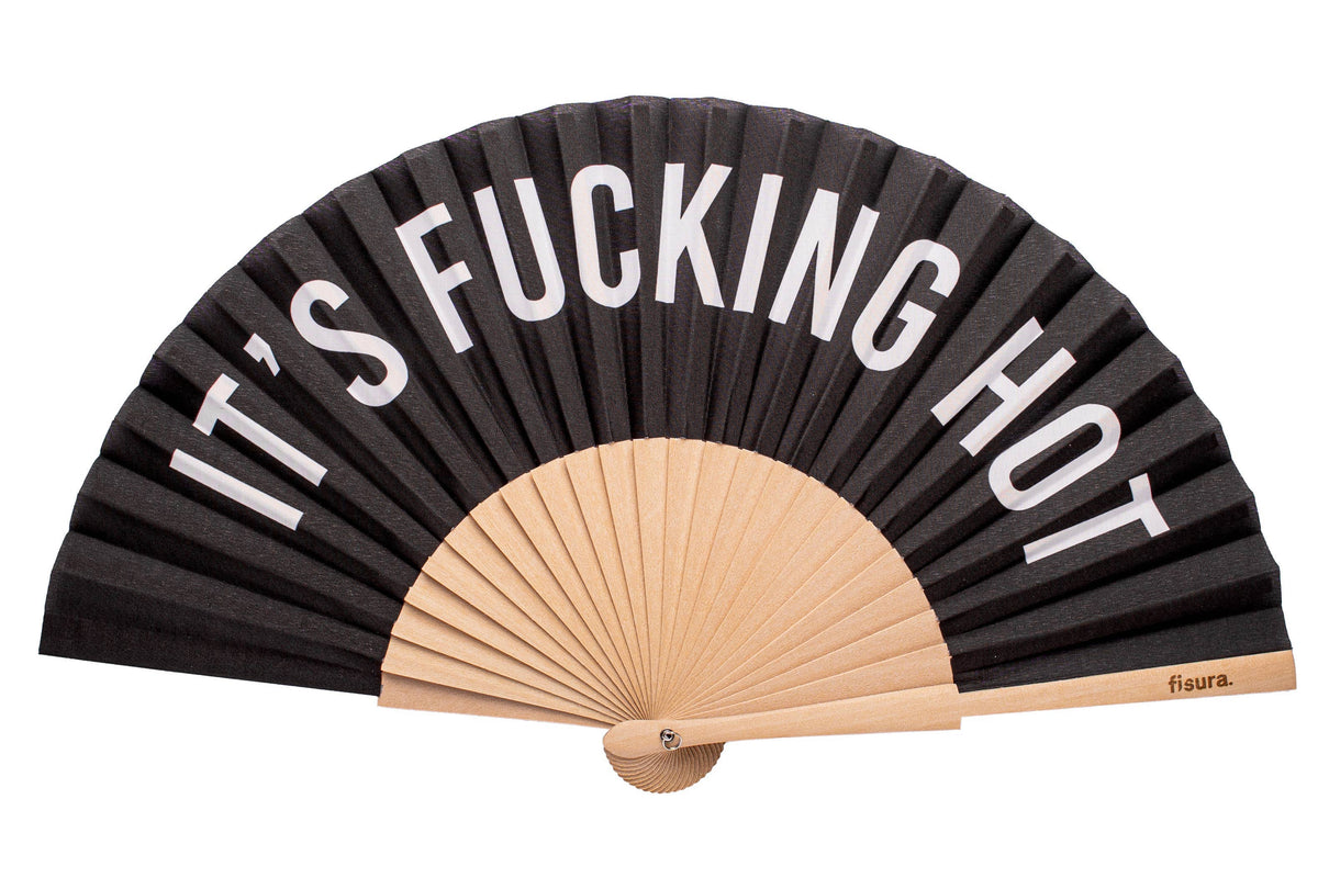 Black hand fan "Fucking hot"